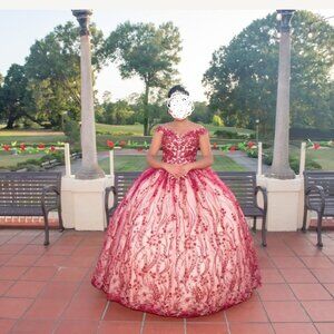 Crimson Elegance Quinceañera / Formal Ball Gown